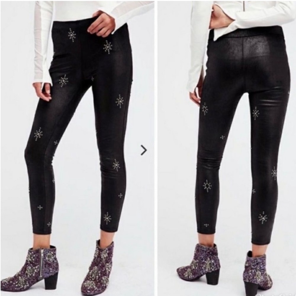 Free People star studded vegan faux suede legging pants 27‎